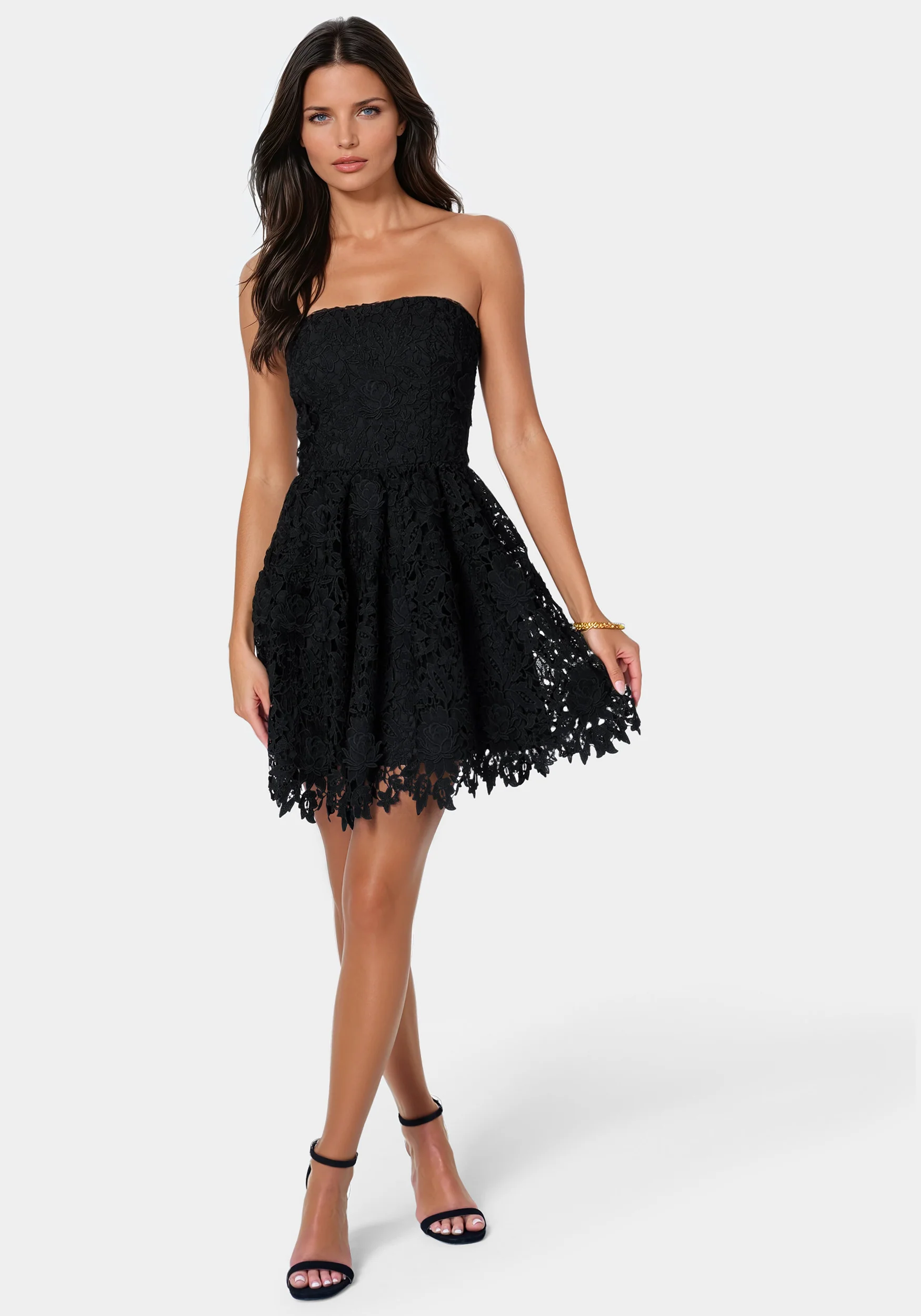 604-strapless-lace-cupcake-dress-1.webp Strapless Lace Cupcake Dress