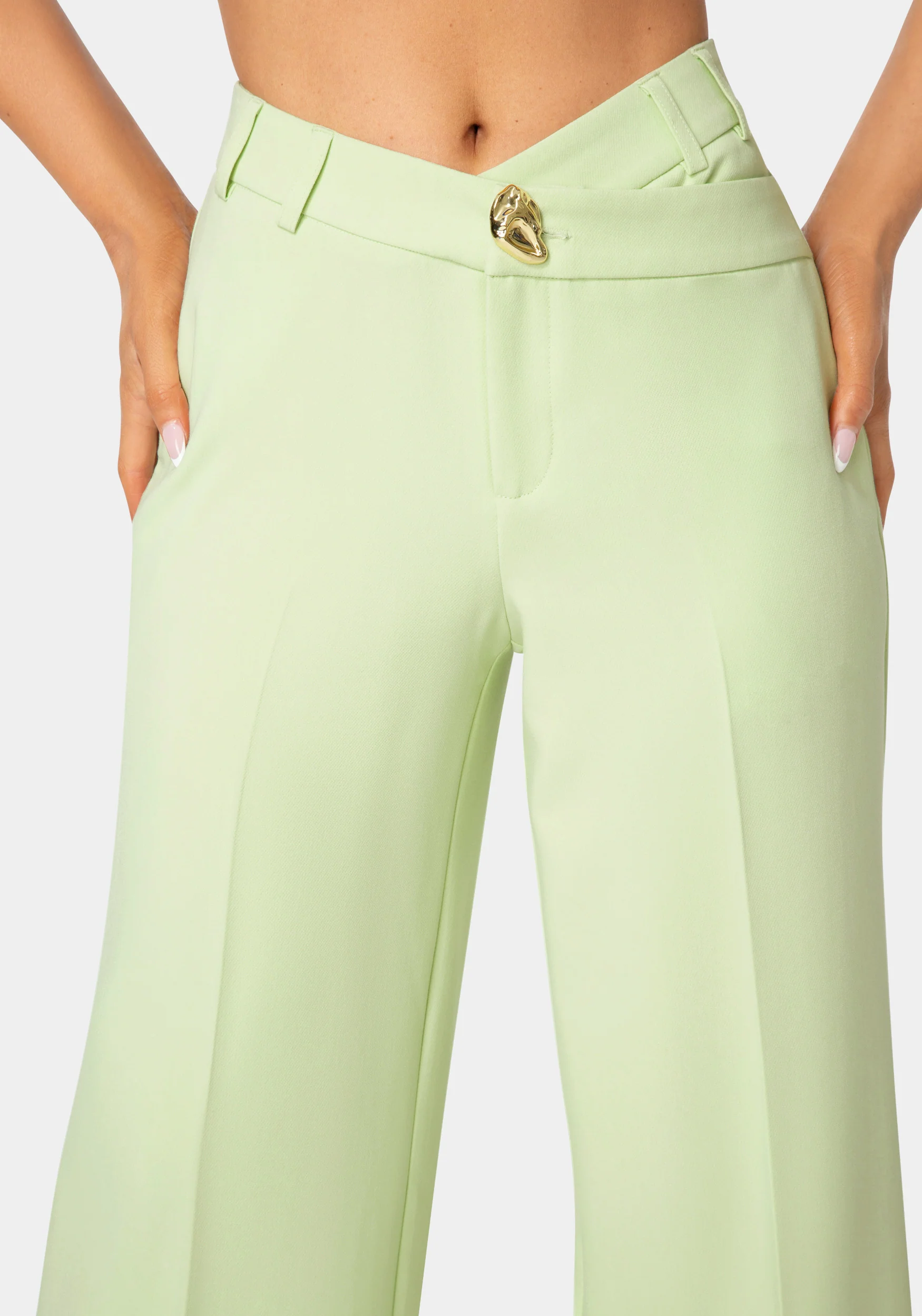High Waist Overlap Wide Leg Pant