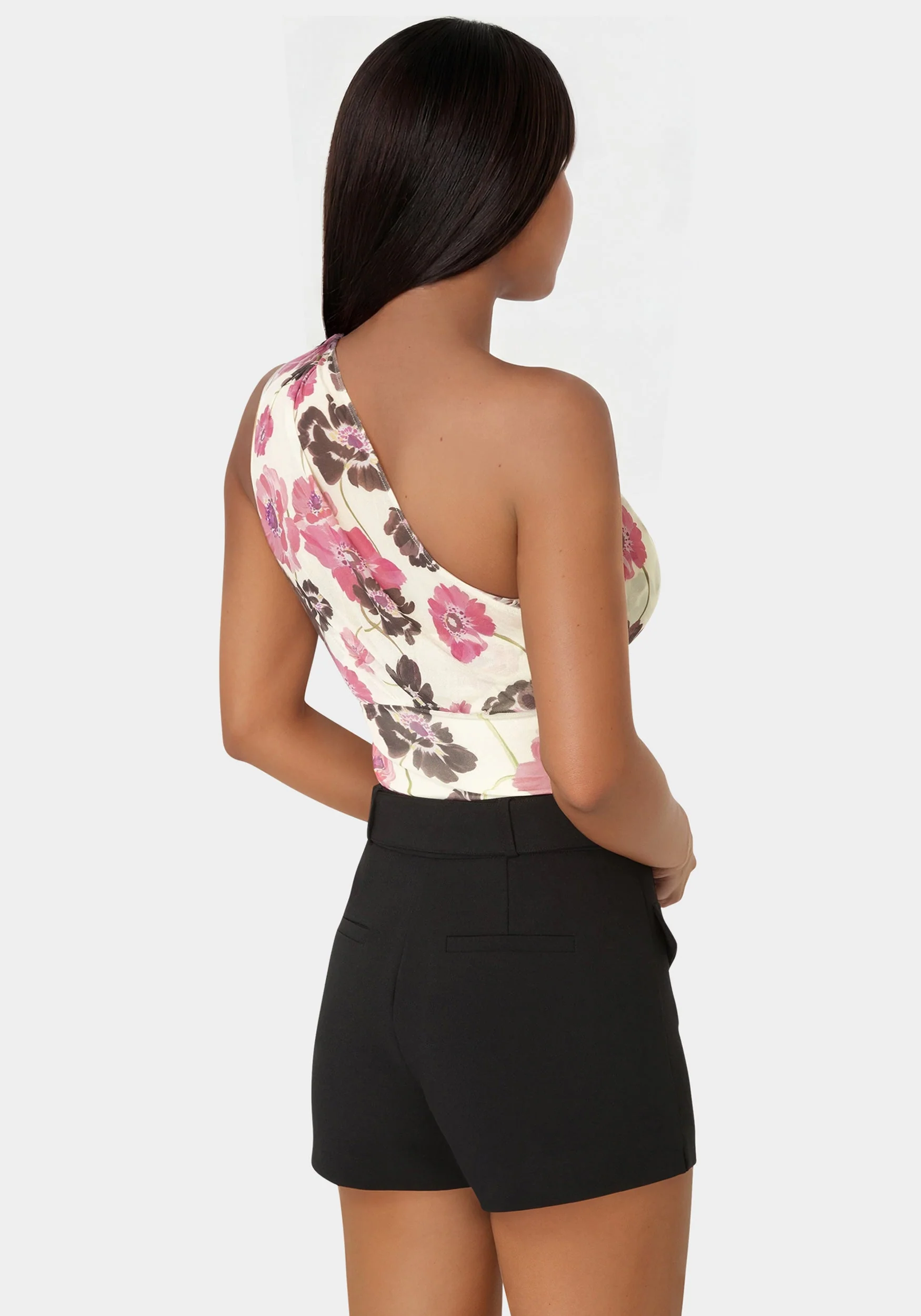 One Shoulder Mesh Corset Top