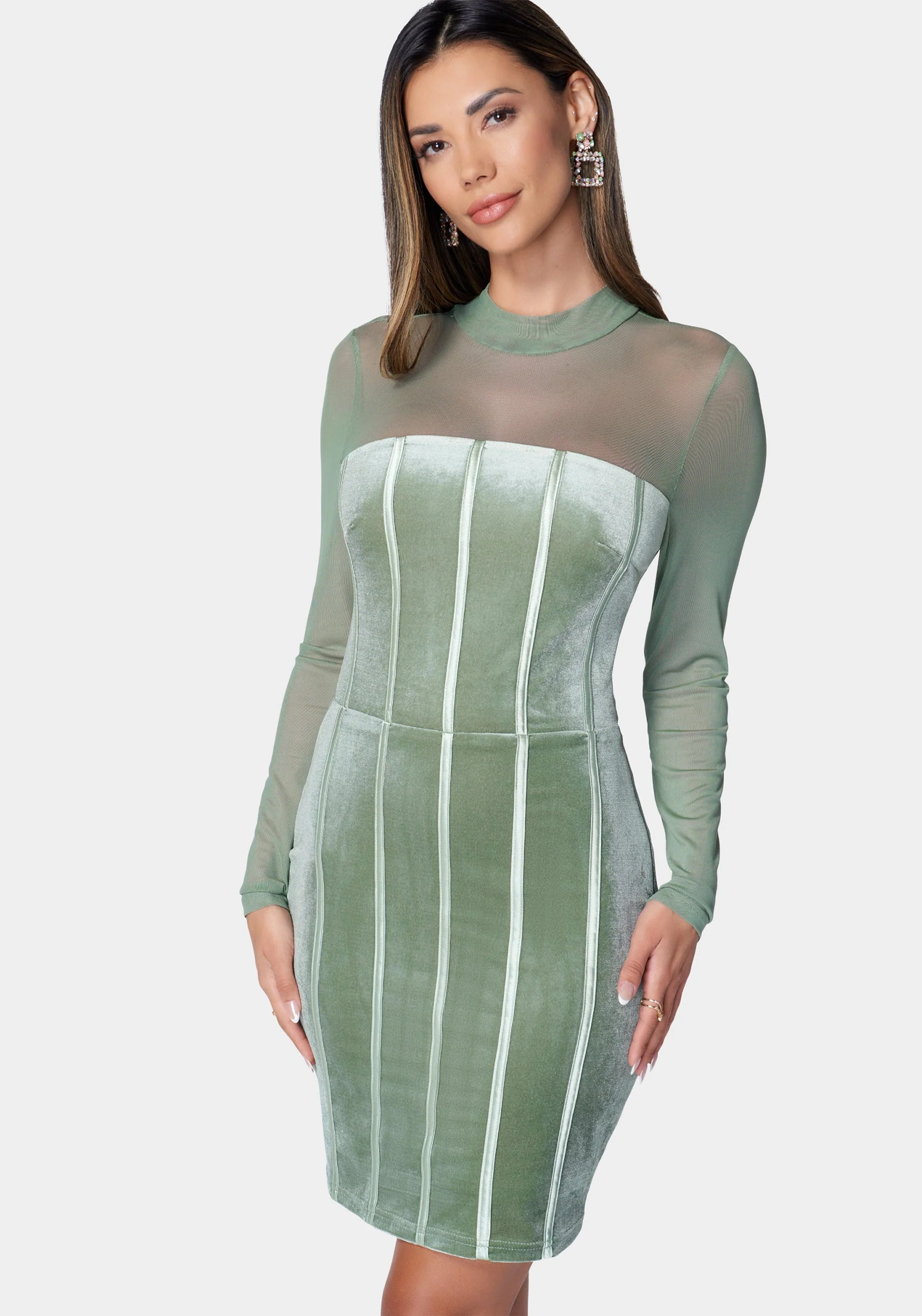 6932-mesh-and-velvet-bodycon-dress-2.webp Mesh and Velvet Bodycon Dress