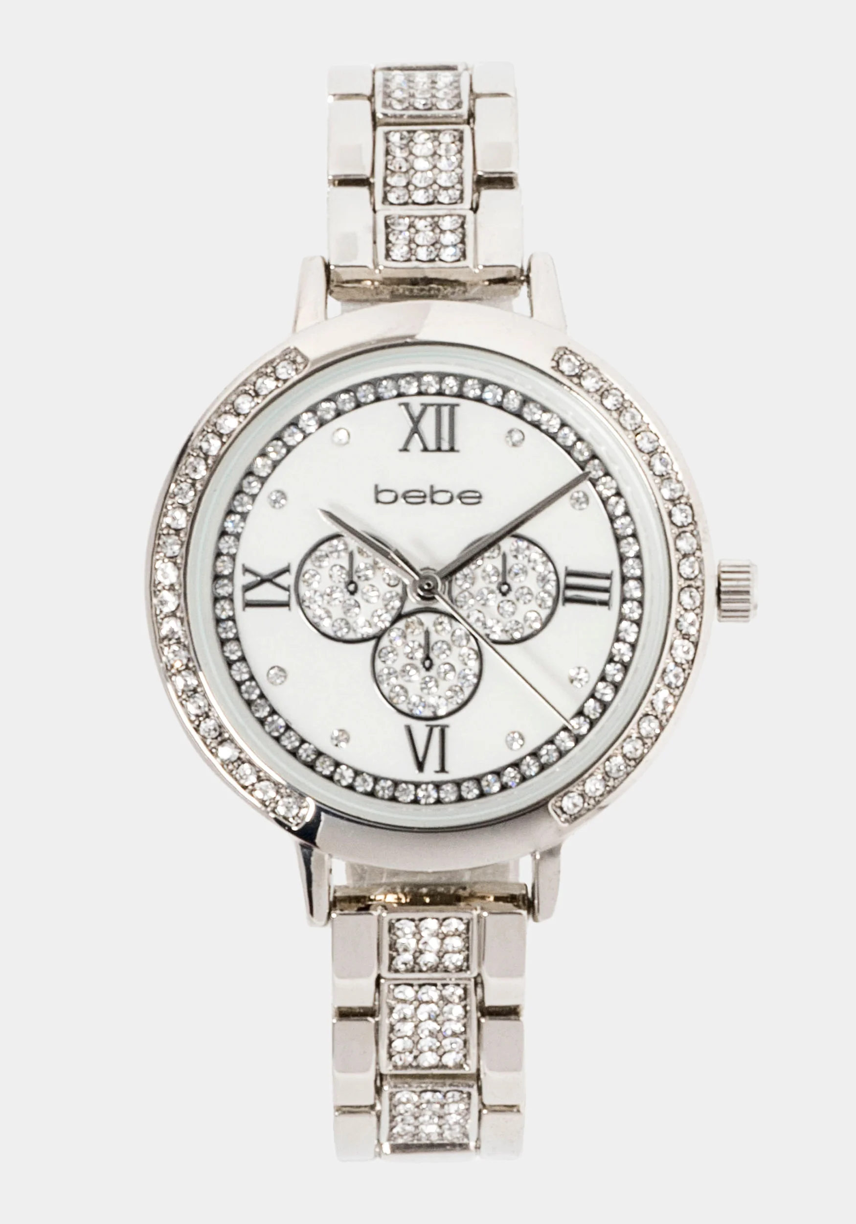 7331-silver-crystal-bezel-roman-numeral-watch-1.webp Silver Crystal Bezel Roman Numeral Watch