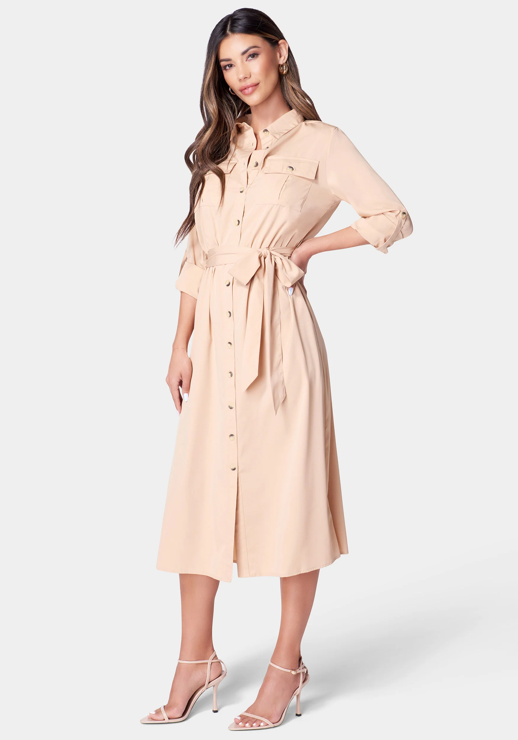 Poly Crepe Button Dress