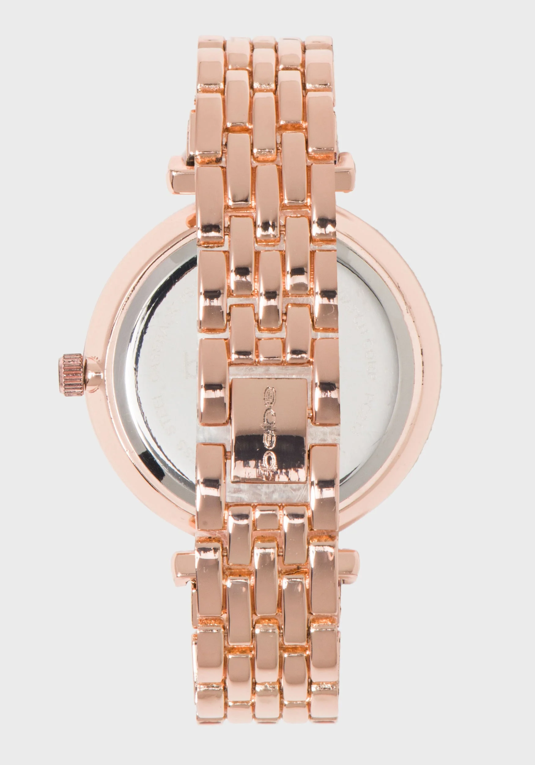 Rose Gold Crystal Bezel Logo Watch