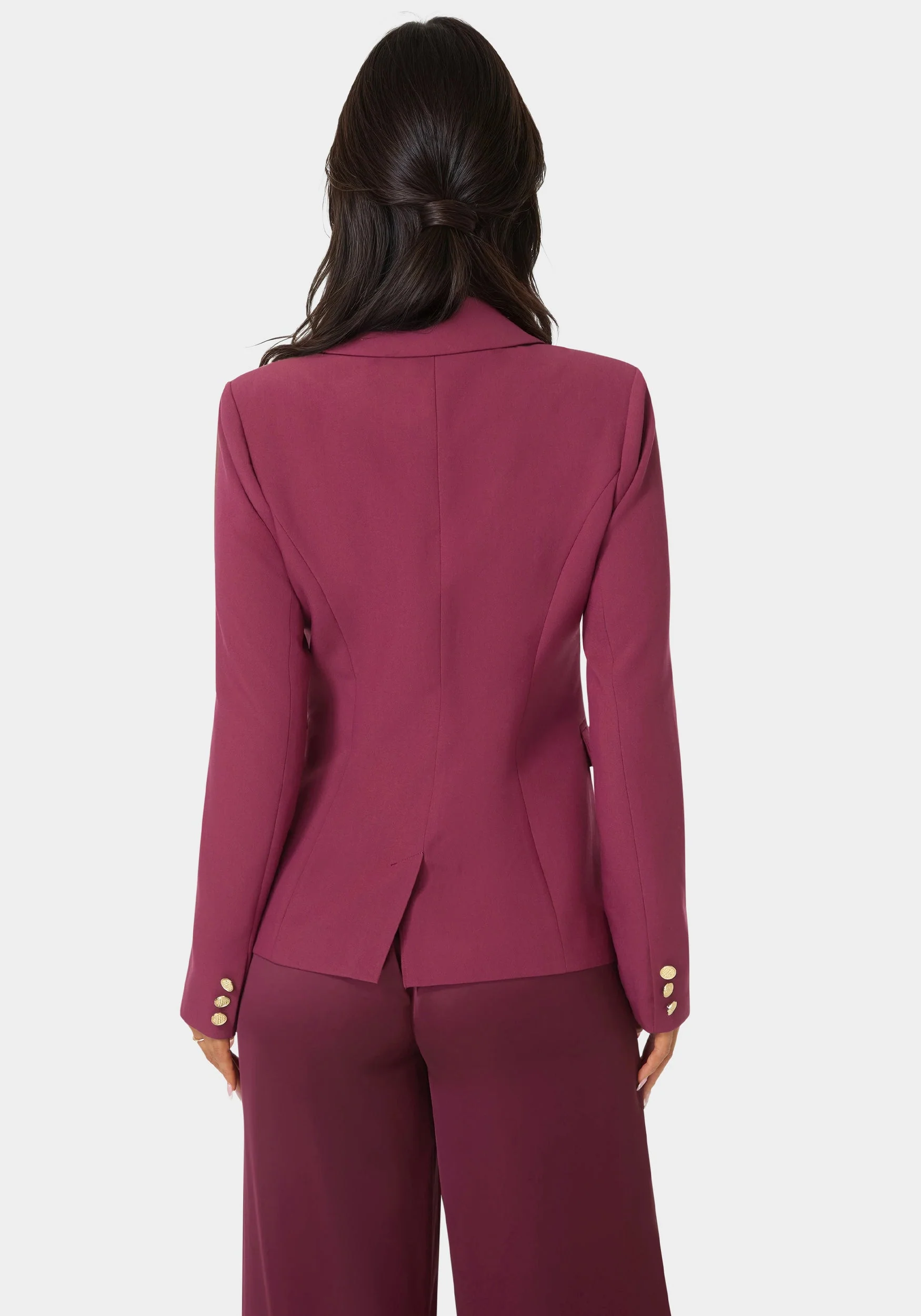 Double Breast Tailored Woven Twill Blazer
