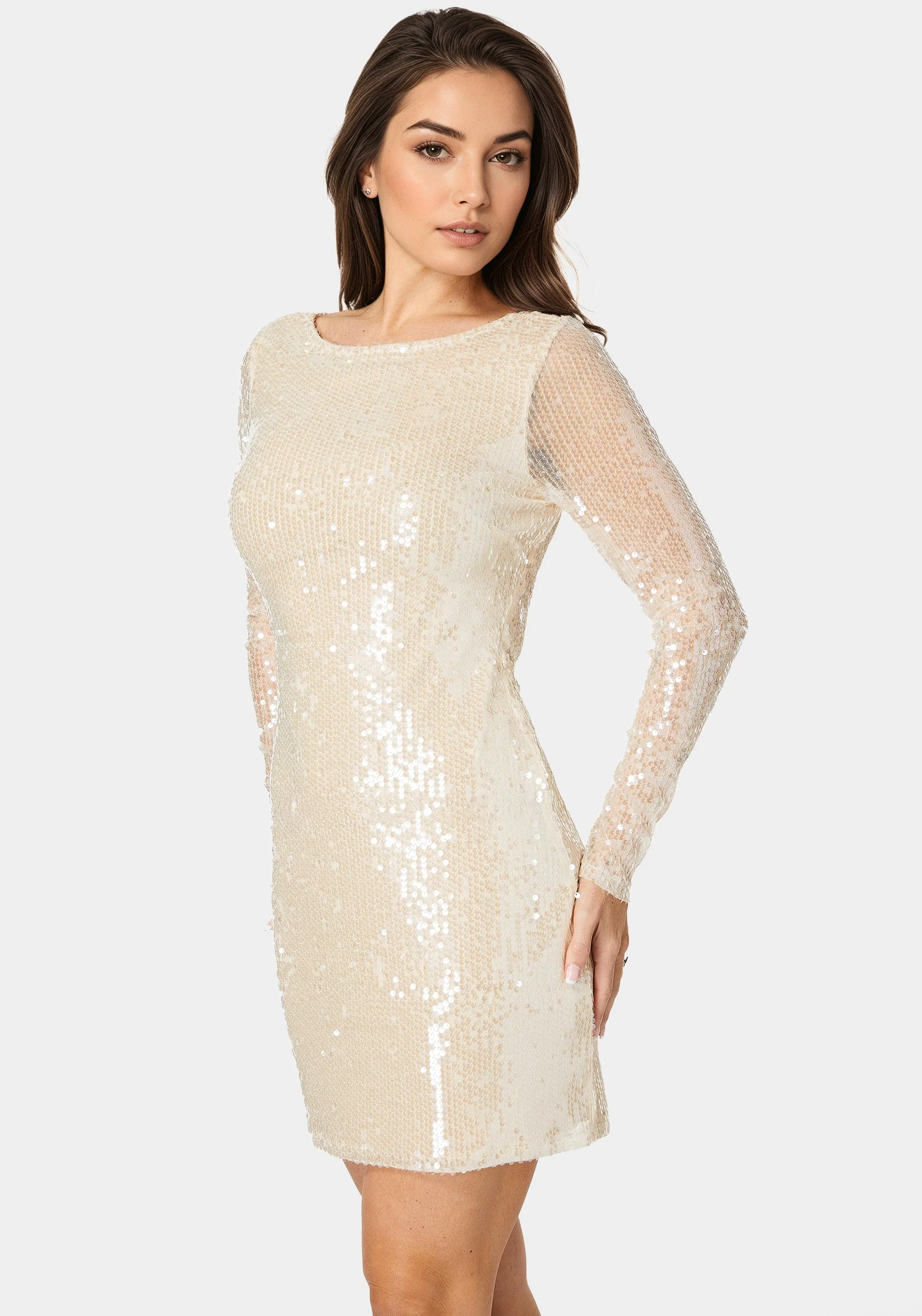 Cowl Back Sequin Mini Dress
