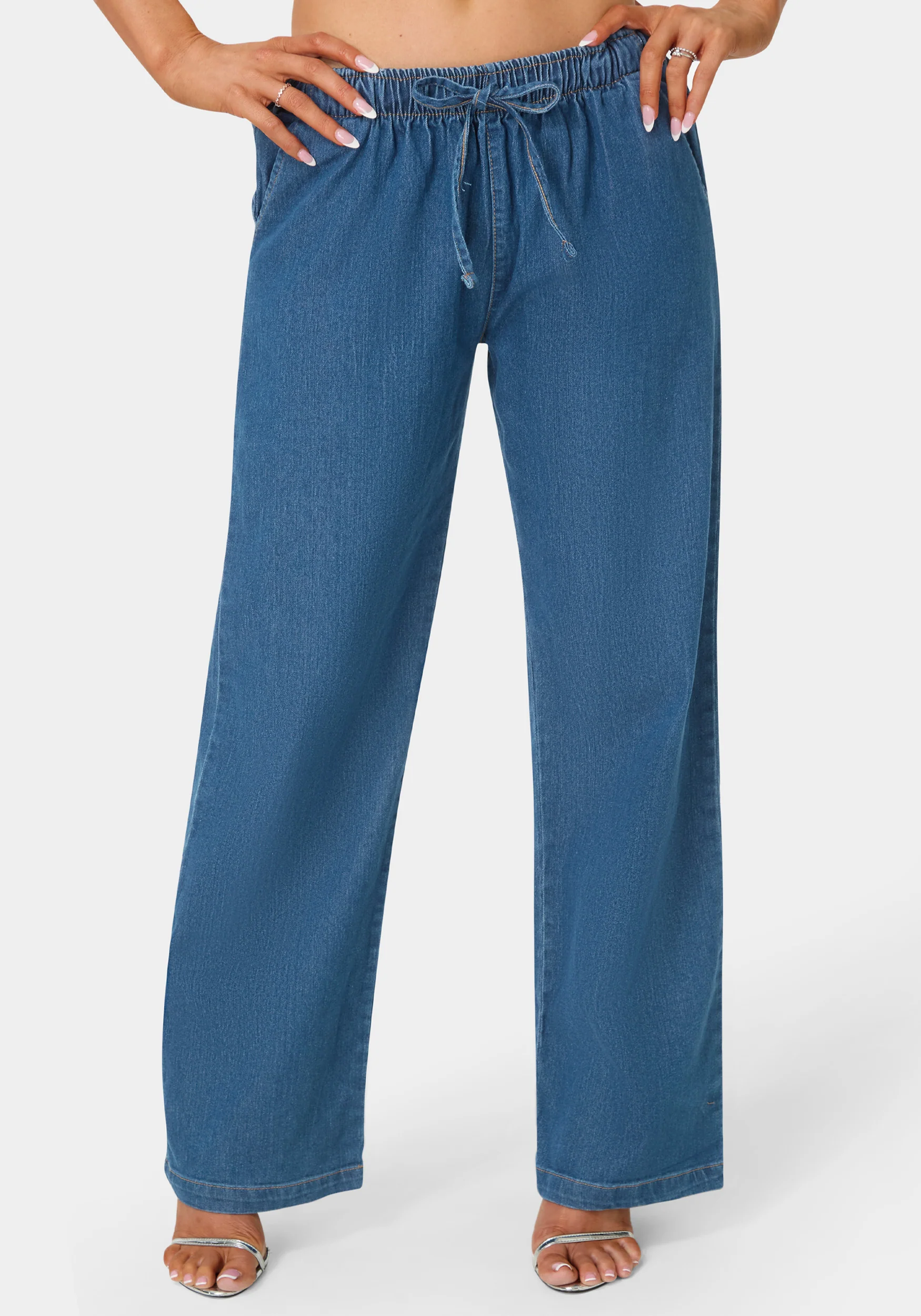 Open Leg Chambray Pant