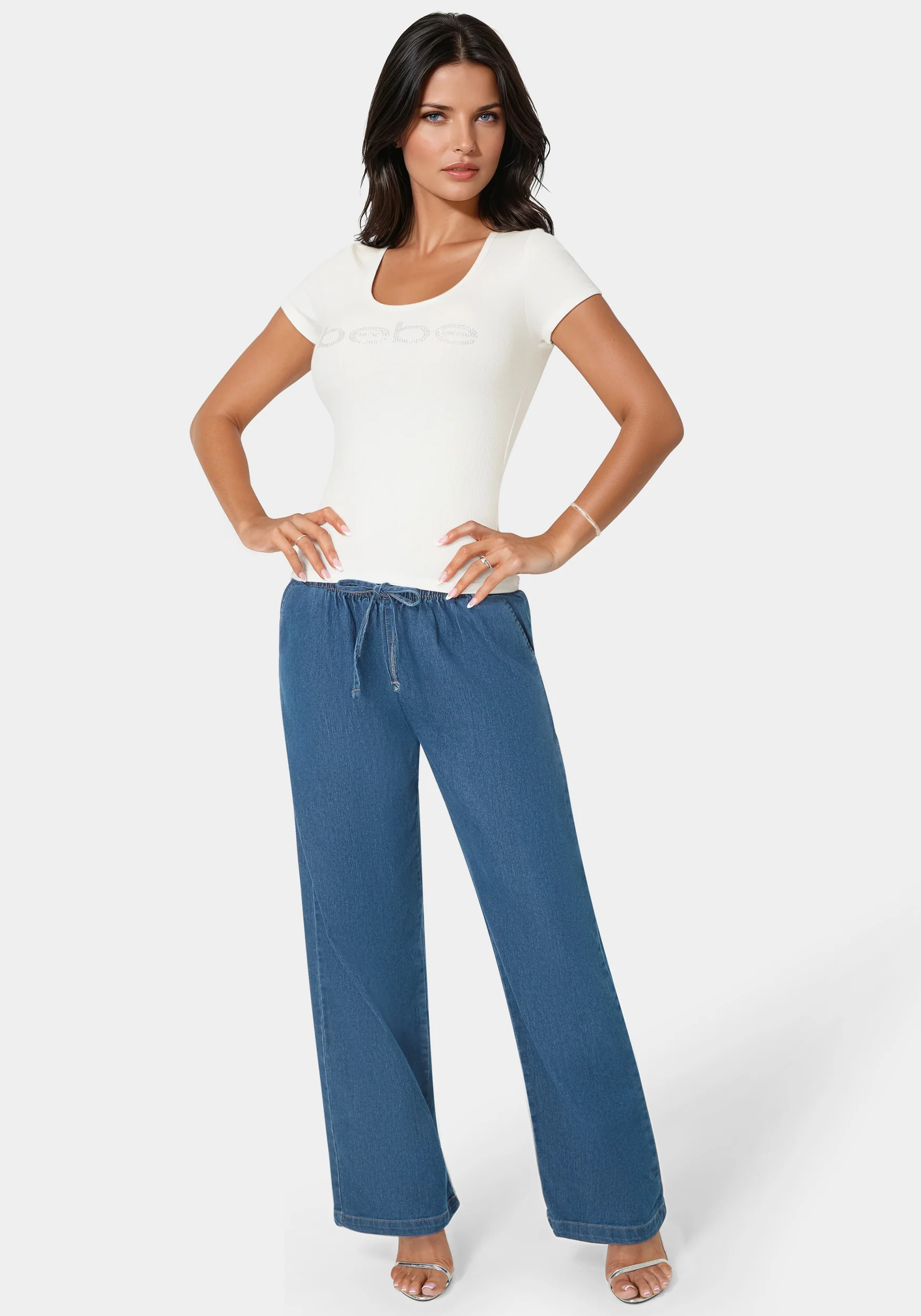 Open Leg Chambray Pant
