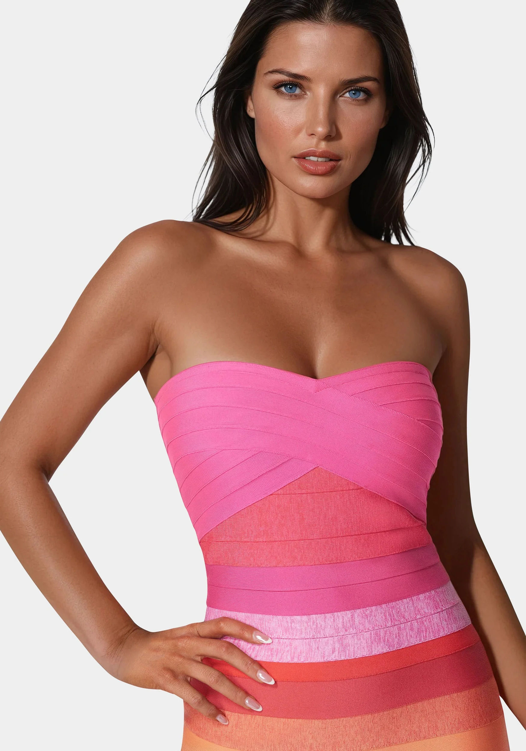 Ombre Bandage Strapless