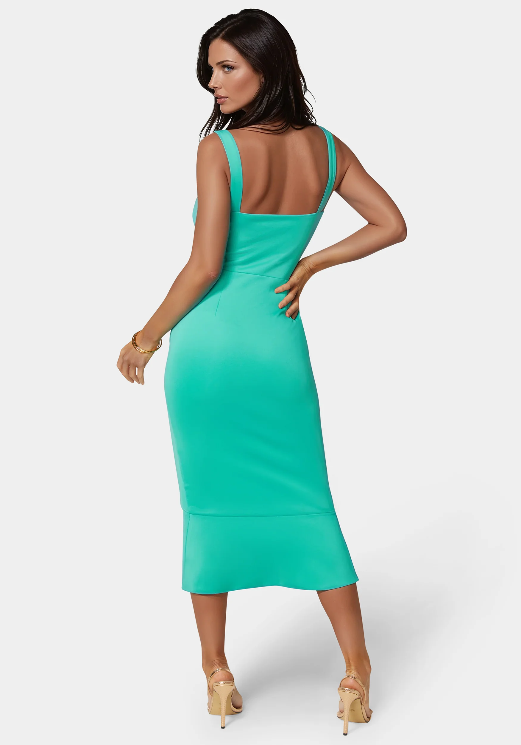 Scuba Bustier Ruffle Wrap Dress