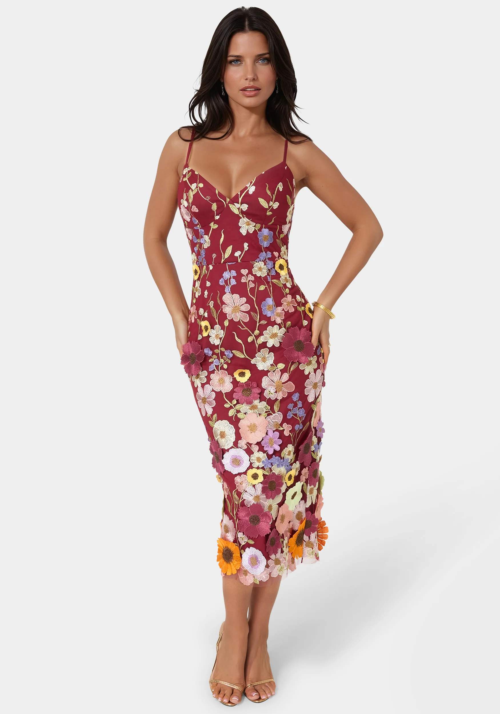 9011-3d-floral-strappy-v-neck-midi-dress-1.webp 3D Floral Strappy V-Neck Midi Dress