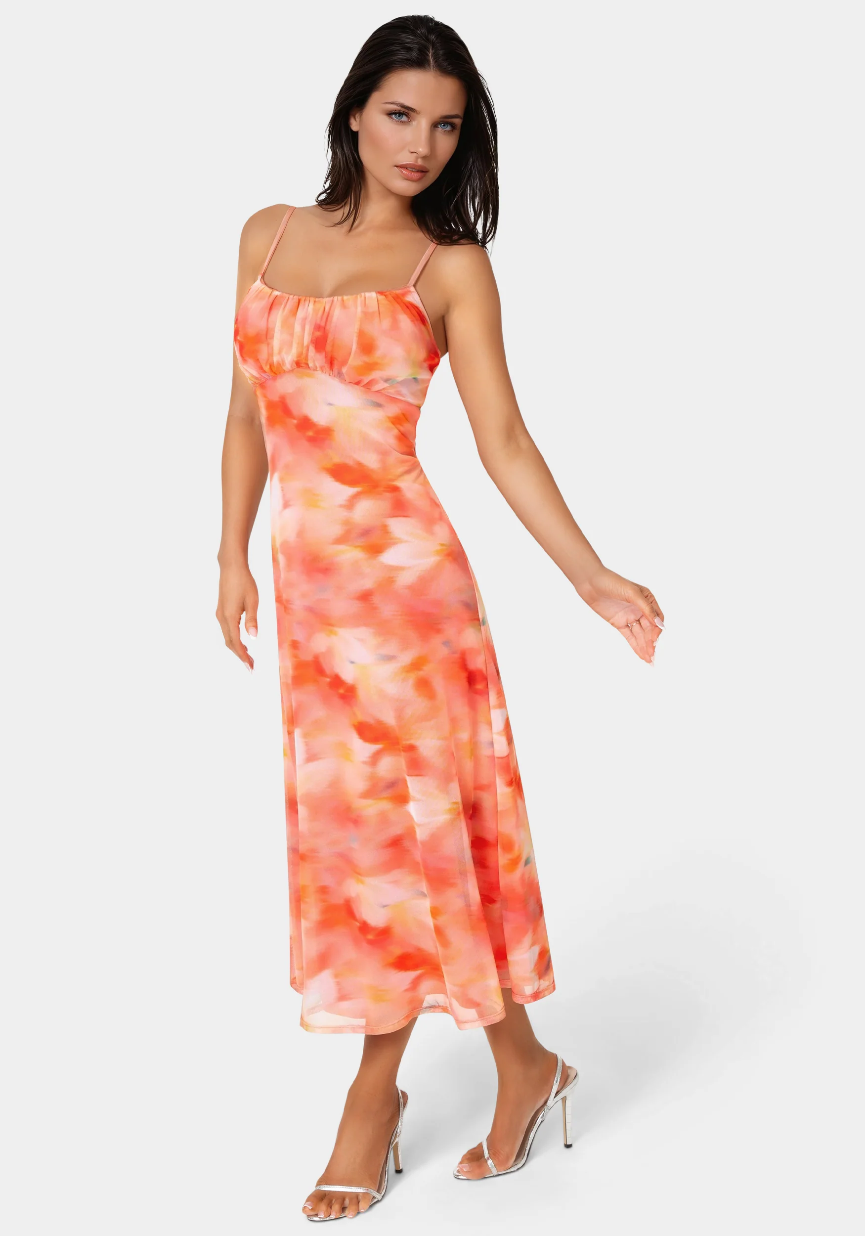 9065-powermesh-marble-shirred-bust-a-line-dress-2.webp Powermesh Marble Shirred Bust A-Line Dress