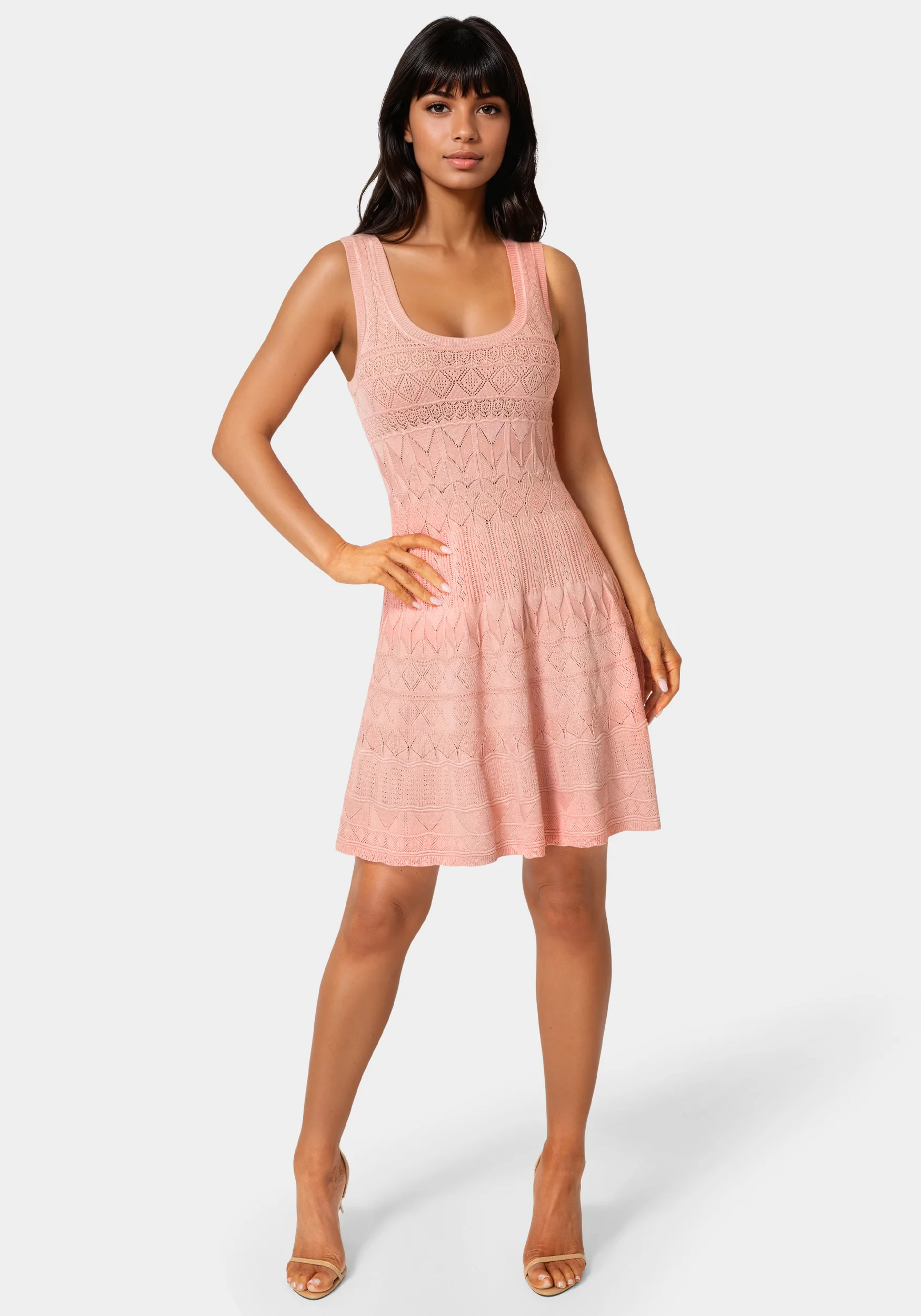 9154-sleeveless-fit-and-flare-pointelle-mini-dress-1.webp Sleeveless Fit and Flare Pointelle Mini Dress
