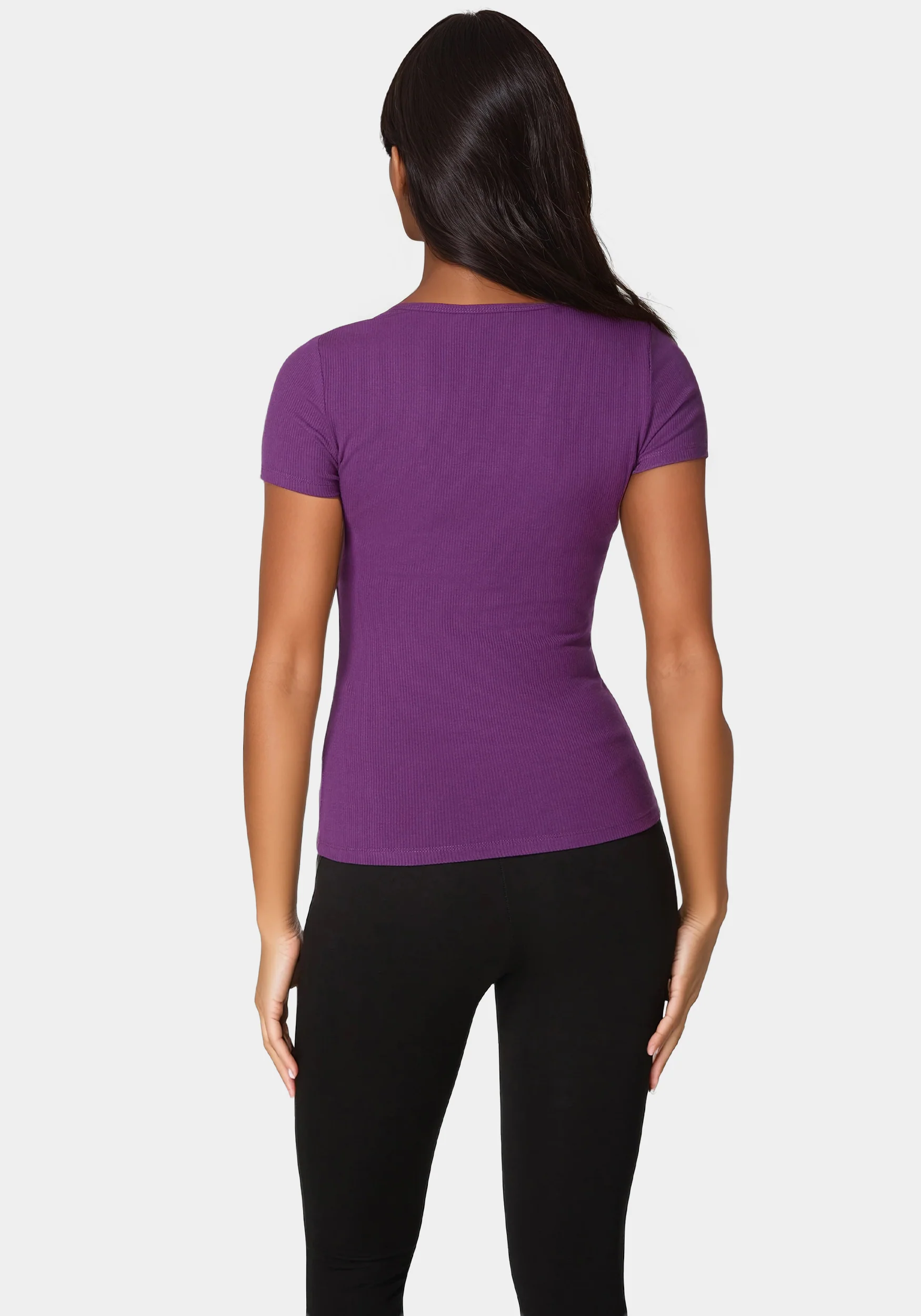 Bebe Logo Short Sleeve Scoop Neck Single Stone Rib Top