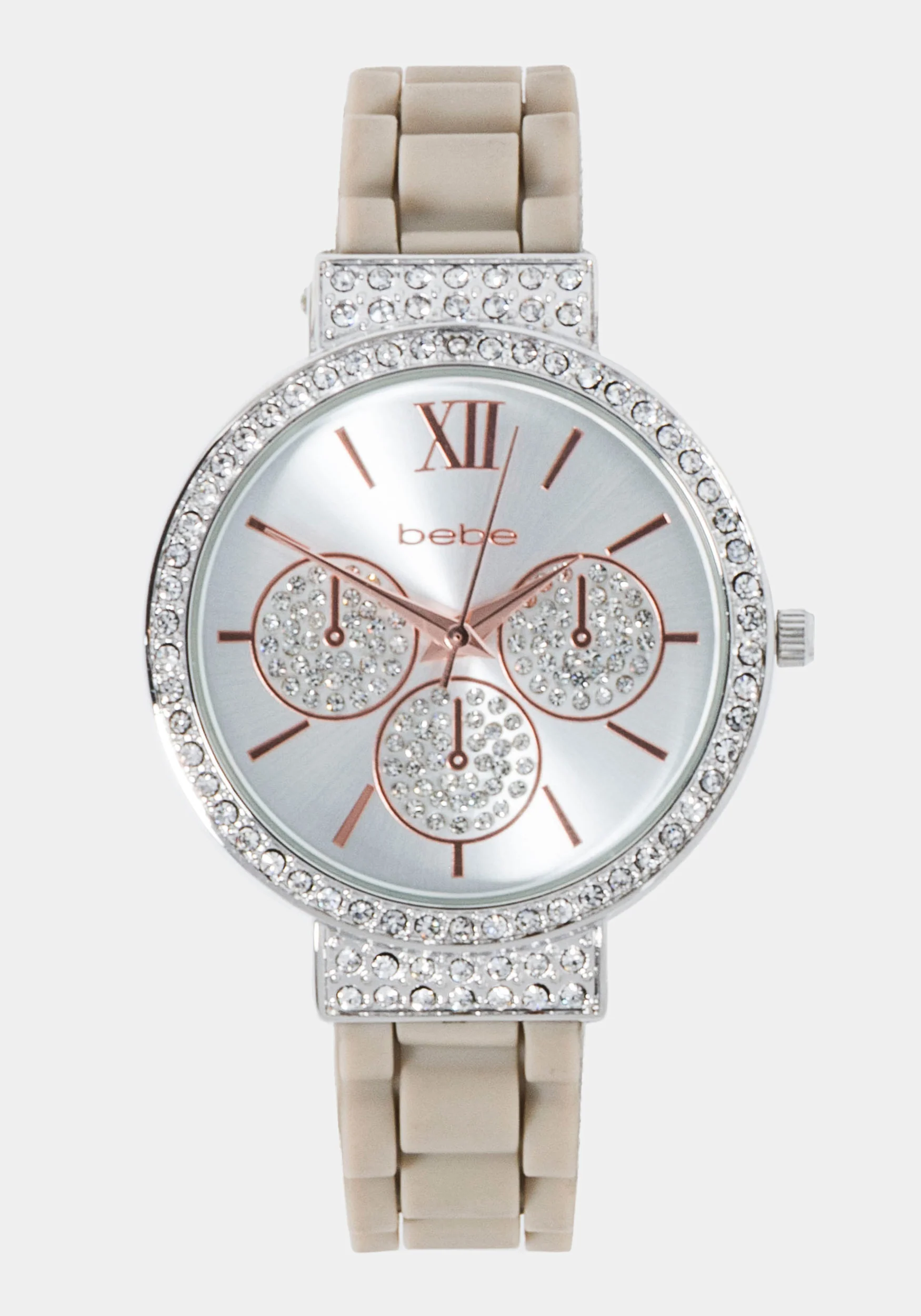 Taupe Crystal Bezel Roman Numeral Watch