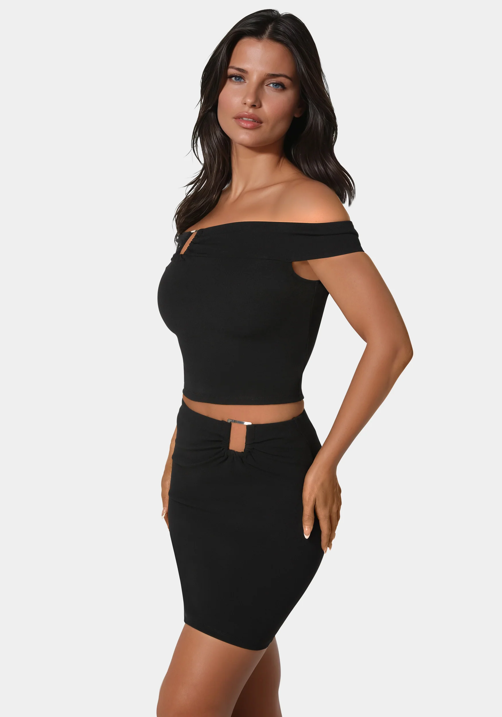 9457-off-shoulder-metal-trim-top-and-skirt-2.webp Off Shoulder Metal Trim Top And Skirt