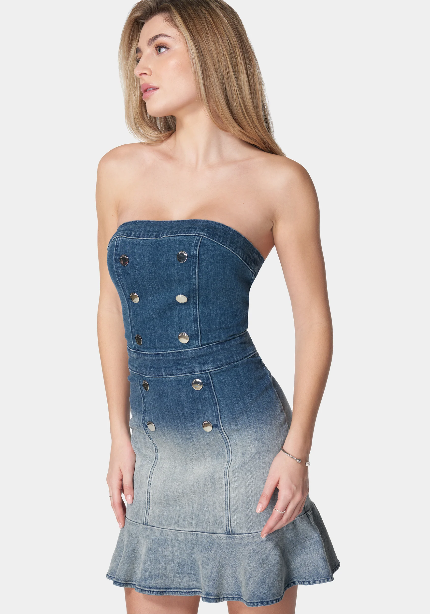 9523-strapless-ombre-fitted-denim-dress-2.webp Strapless Ombre Fitted Denim Dress