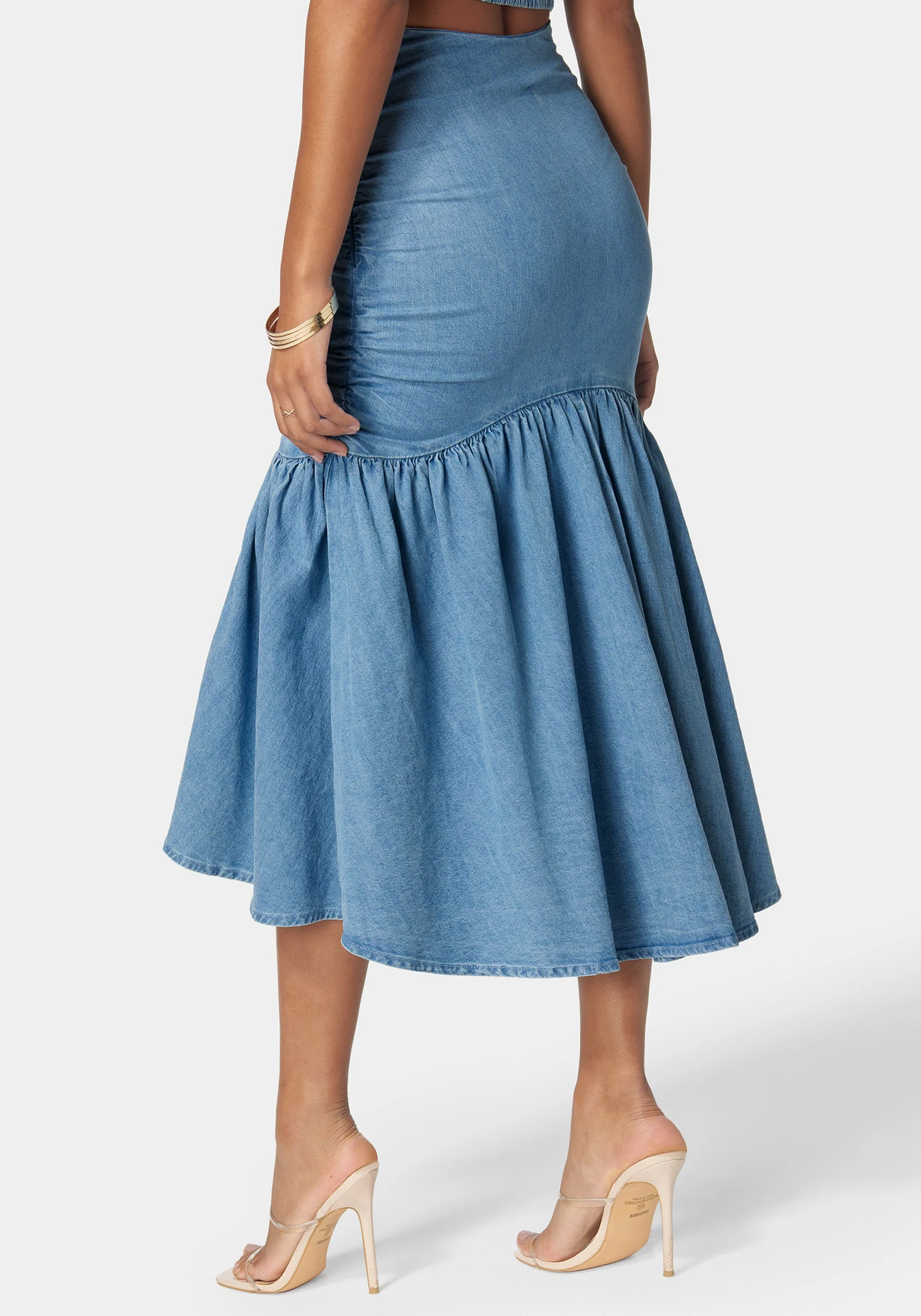 9590-ruched-drawcord-hi-lo-flared-hem-denim-skirt-2.webp Ruched Drawcord Hi Lo Flared Hem Denim Skirt