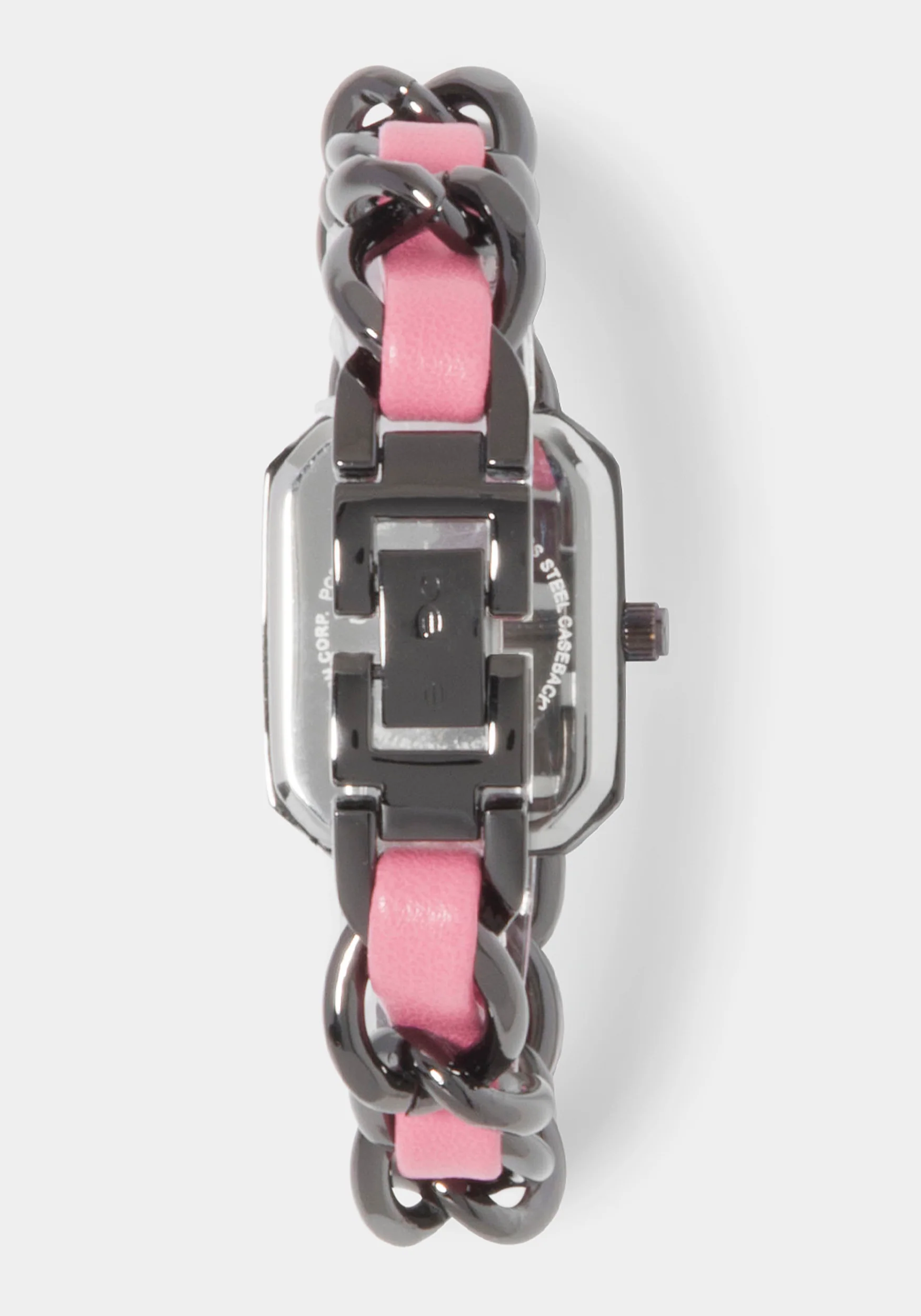 9604-pink-strap-and-gun-metal-chain-link-bracelet-watch-4.webp Pink Strap and Gun Metal Chain Link Bracelet Watch