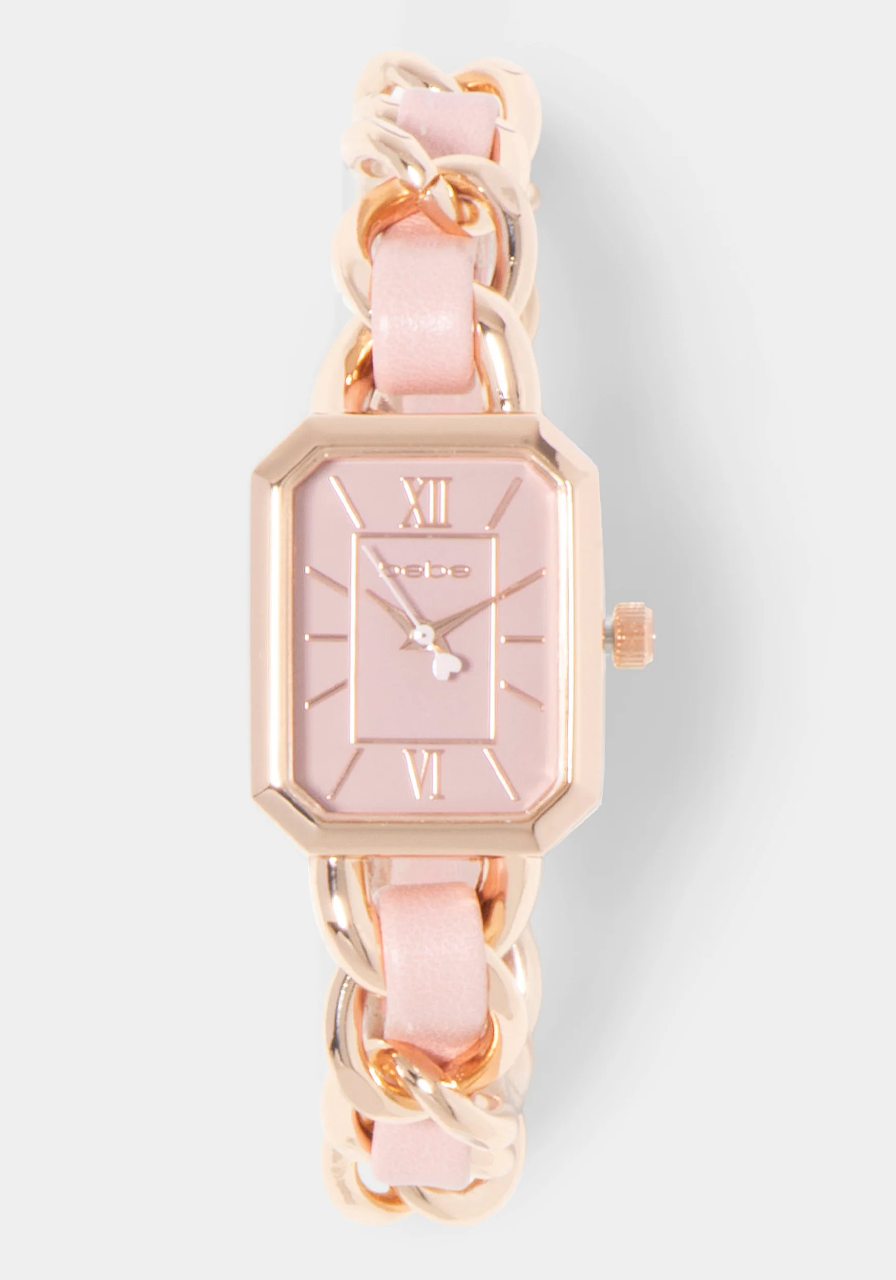 9607-baby-pink-strap-and-rosegold-metal-chain-link-bracelet-watch-2.webp Baby Pink Strap and Rosegold Metal Chain Link Bracelet Watch