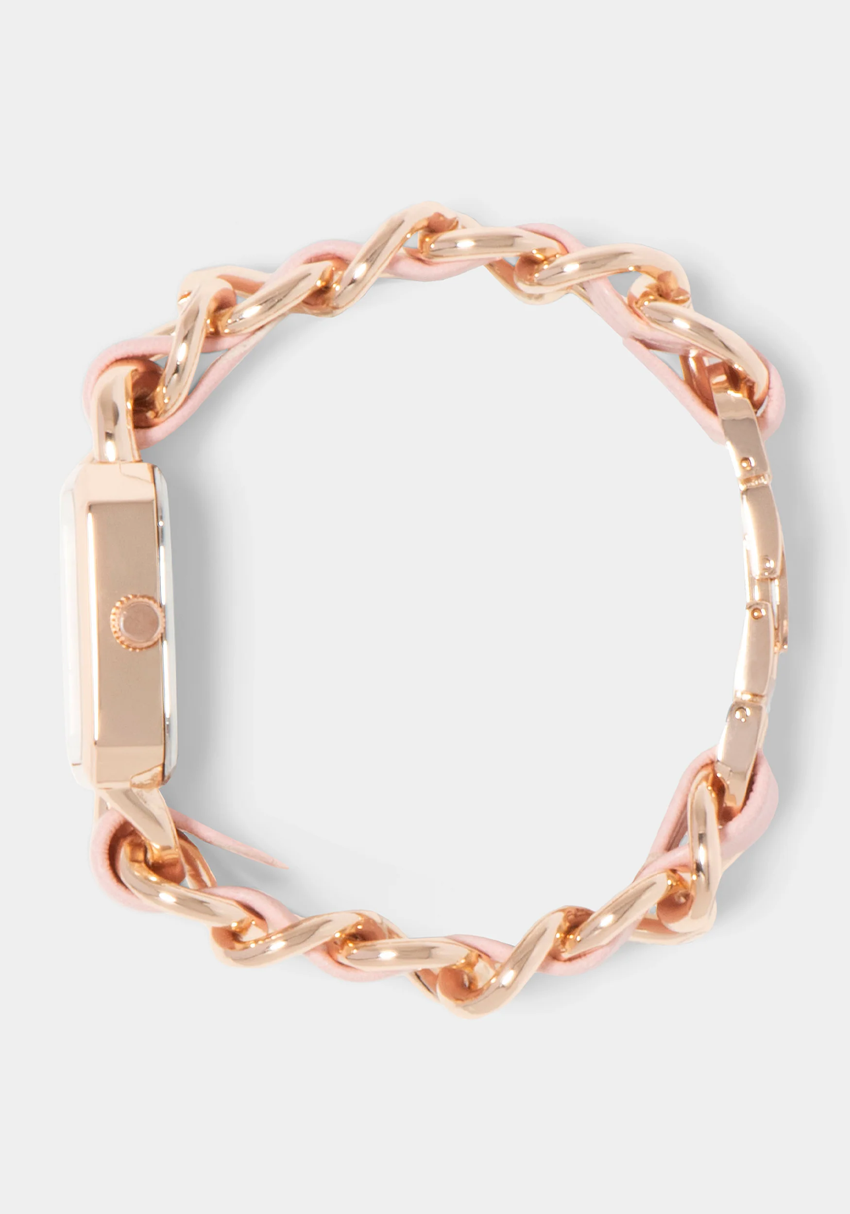 9607-baby-pink-strap-and-rosegold-metal-chain-link-bracelet-watch-3.webp Baby Pink Strap and Rosegold Metal Chain Link Bracelet Watch