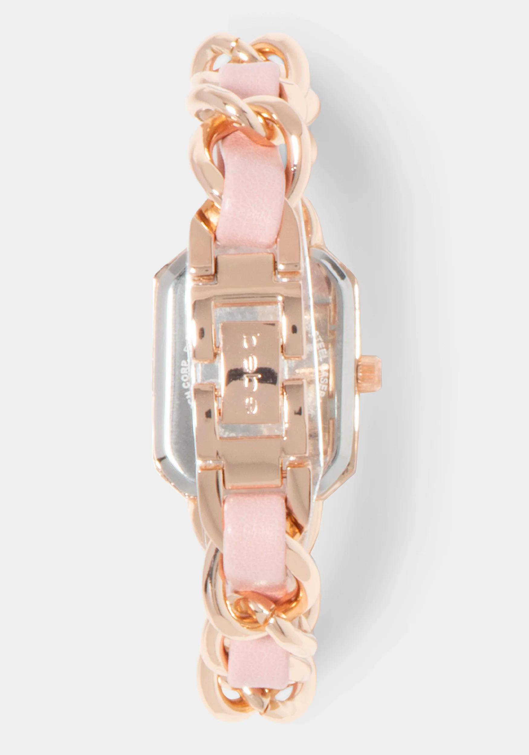 9607-baby-pink-strap-and-rosegold-metal-chain-link-bracelet-watch-4.webp Baby Pink Strap and Rosegold Metal Chain Link Bracelet Watch