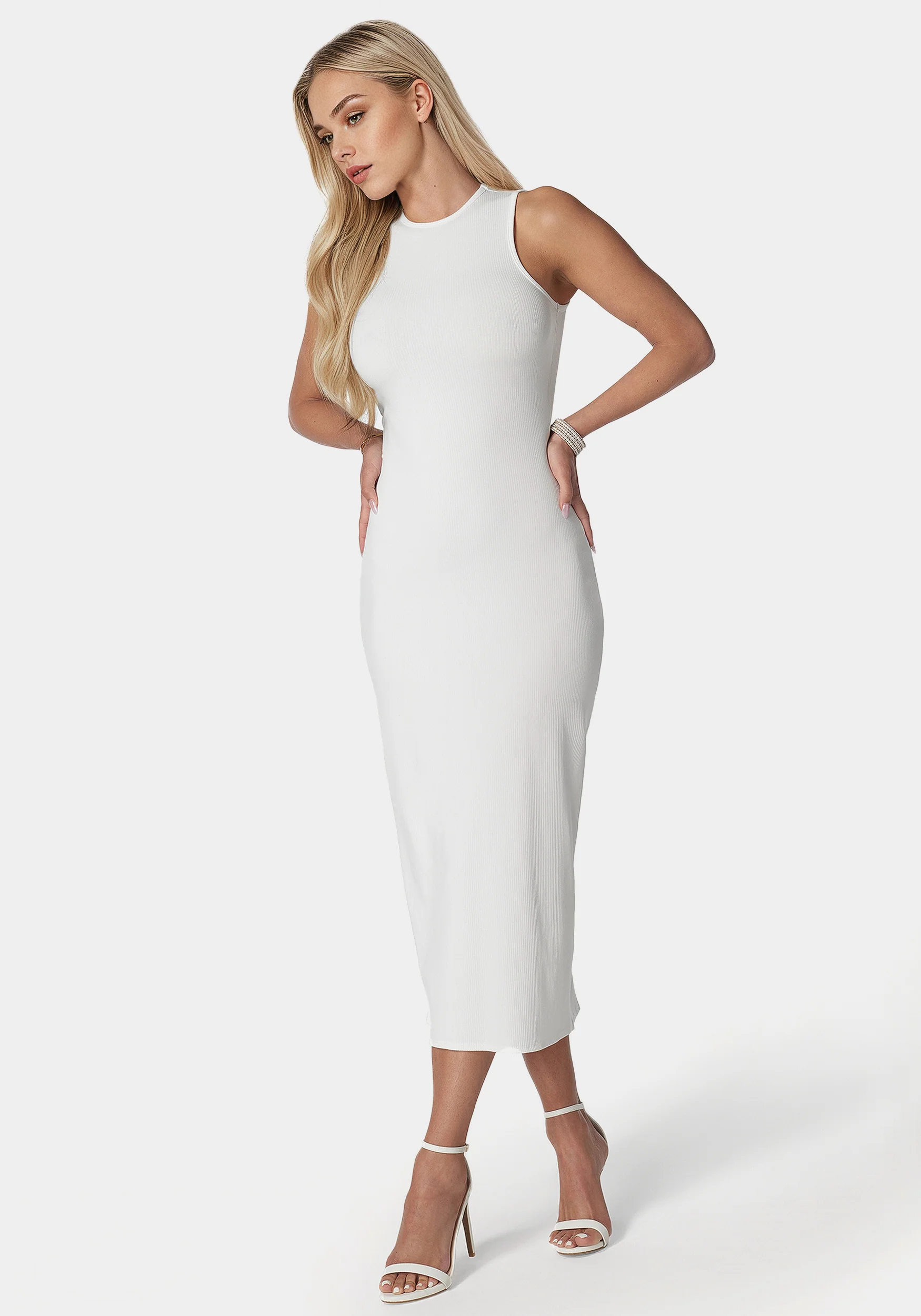 Rib Sleeveless Midi Dress