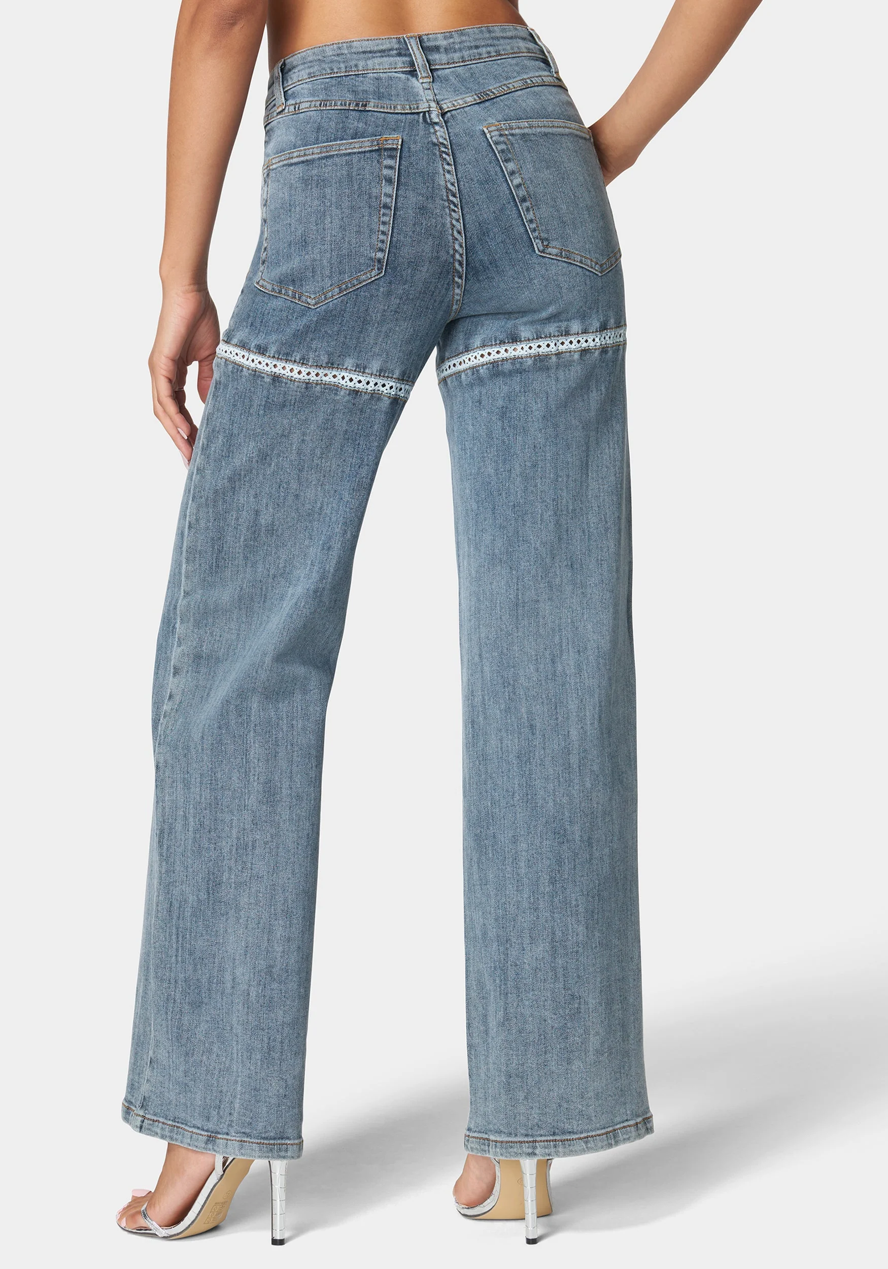 9694-high-waist-lace-applique-wide-leg-jeans-3.webp High Waist Lace Applique Wide Leg Jeans