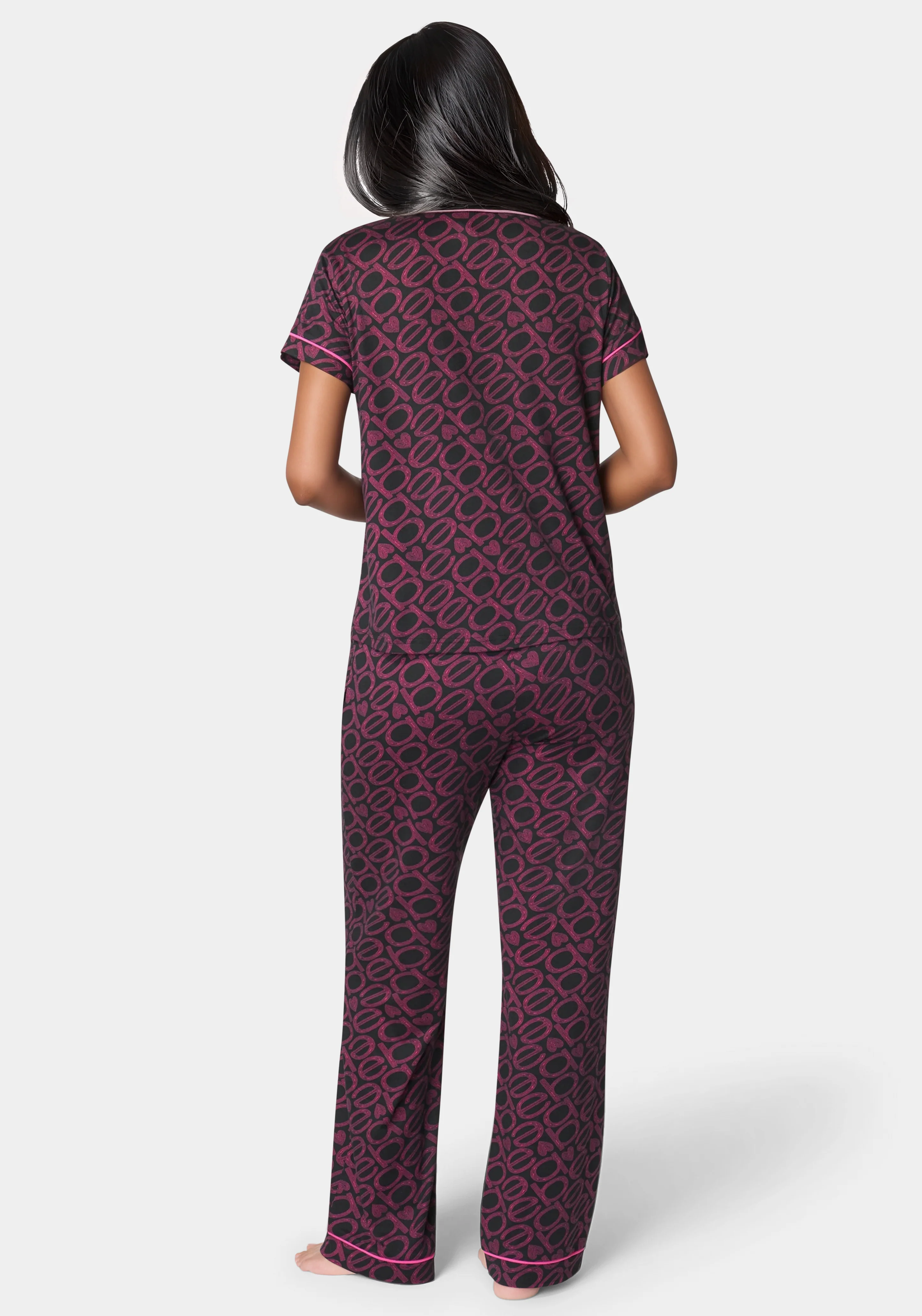 Printed Notch Collar Pant Set
