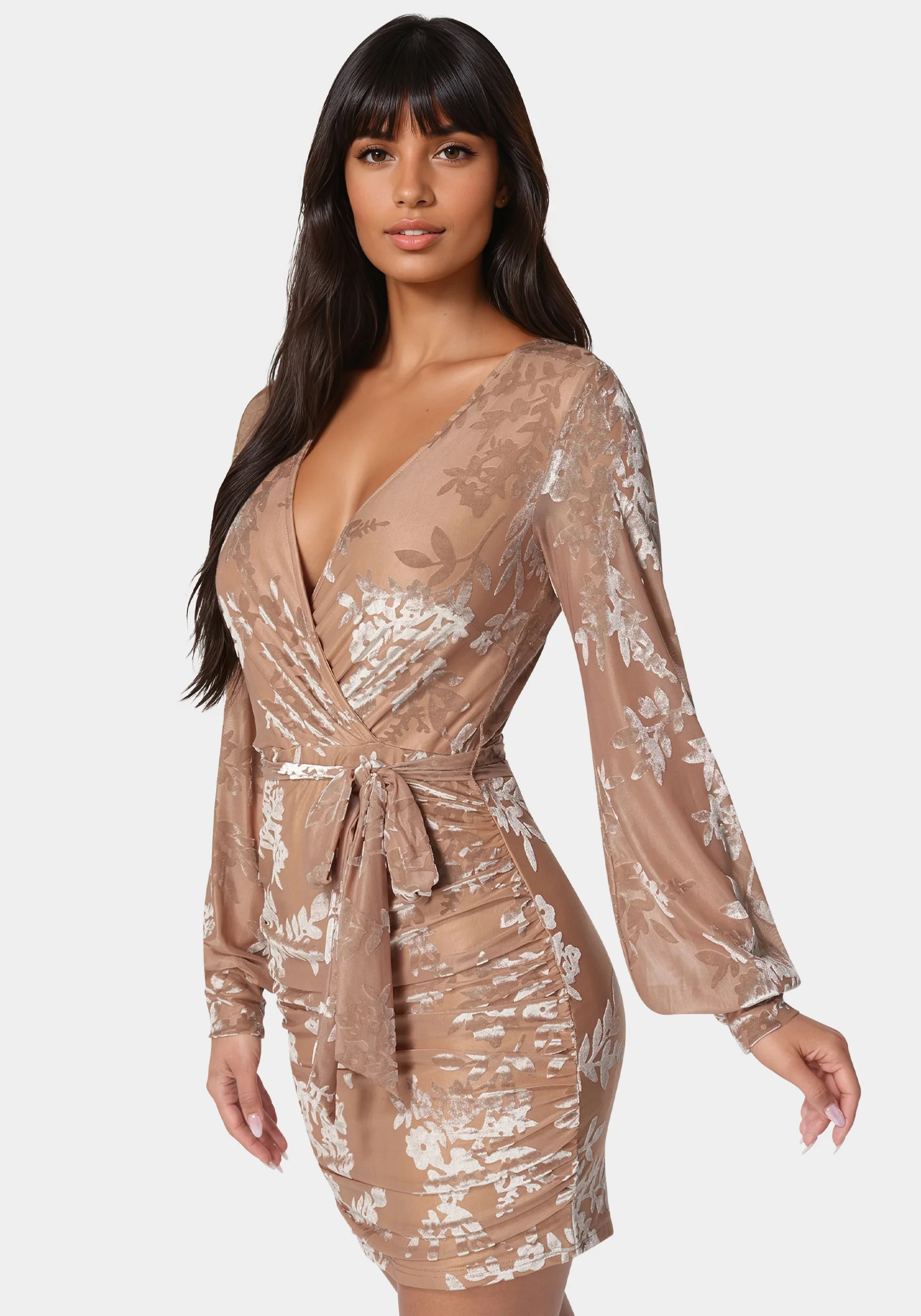 Surplice Burnout Mini Dress