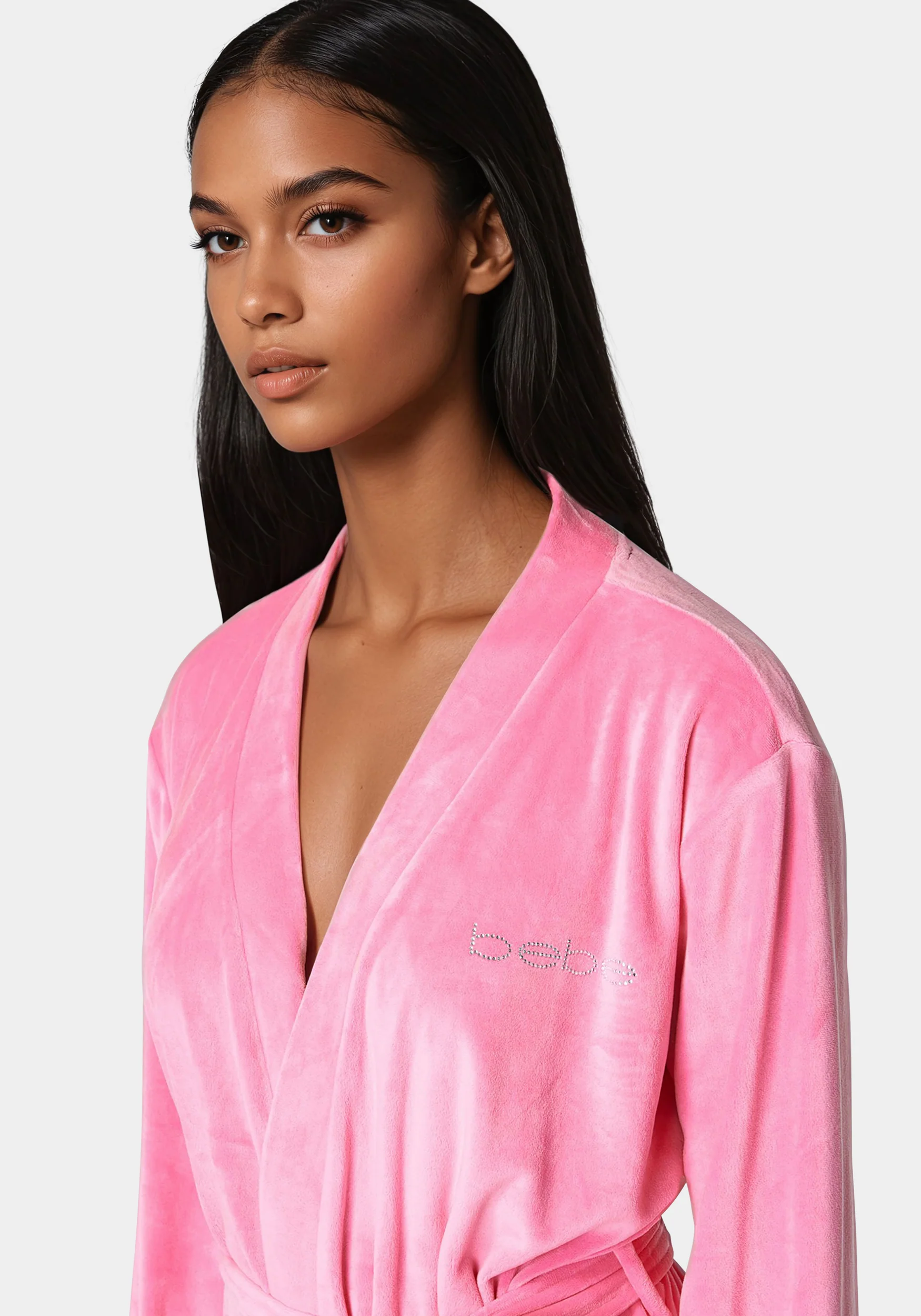 Velour Robe With Rhinestone
