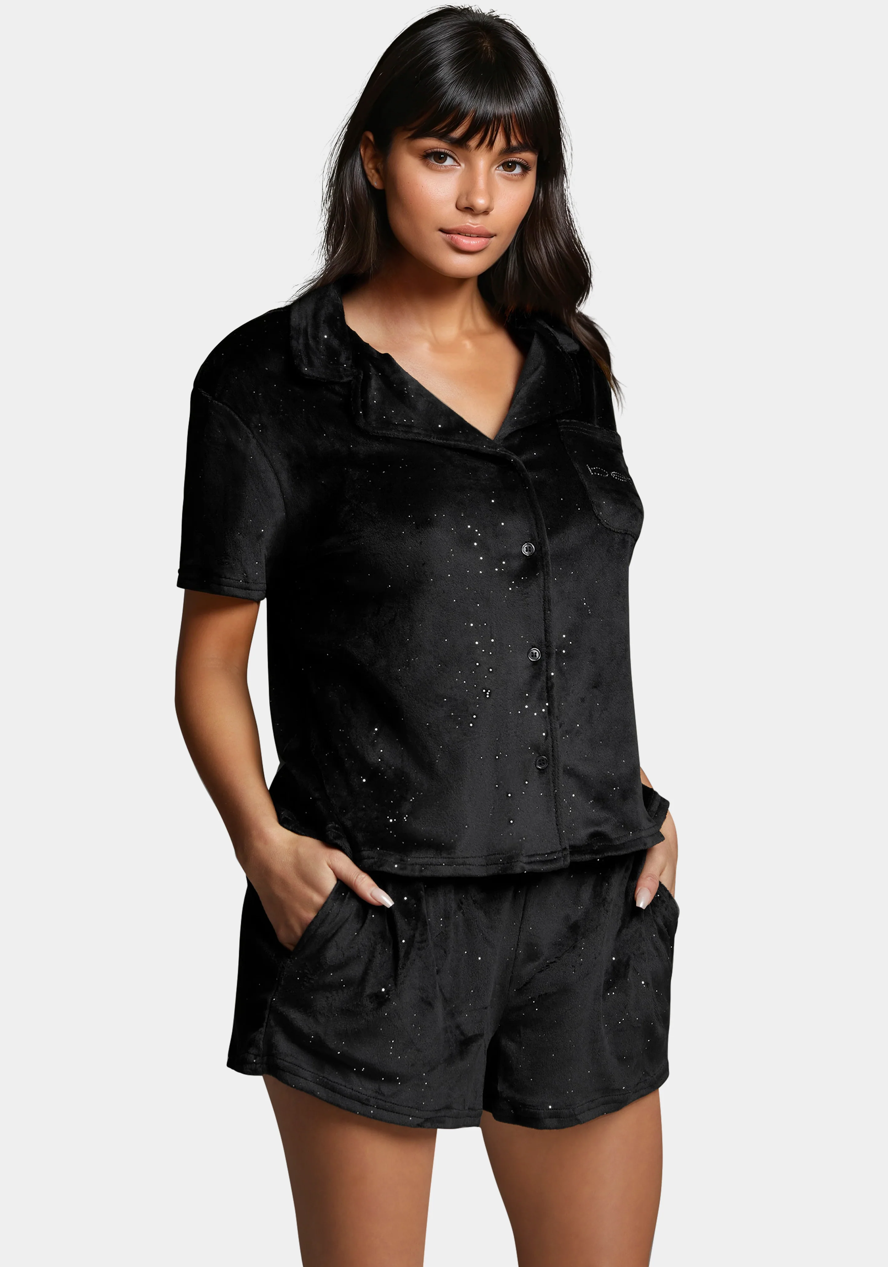 Mirror Paper Notch Short Sleeve Set